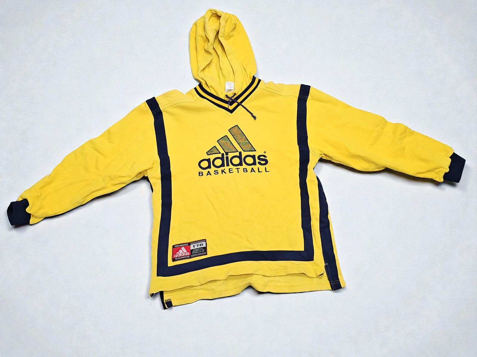 Sweat à capuche Adidas jaune 90s, taille XL 16 ans, hoodie logo sport unisexe