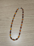 Collier vintage ancien en argent et ambre naturel, art déco années 1930 rare