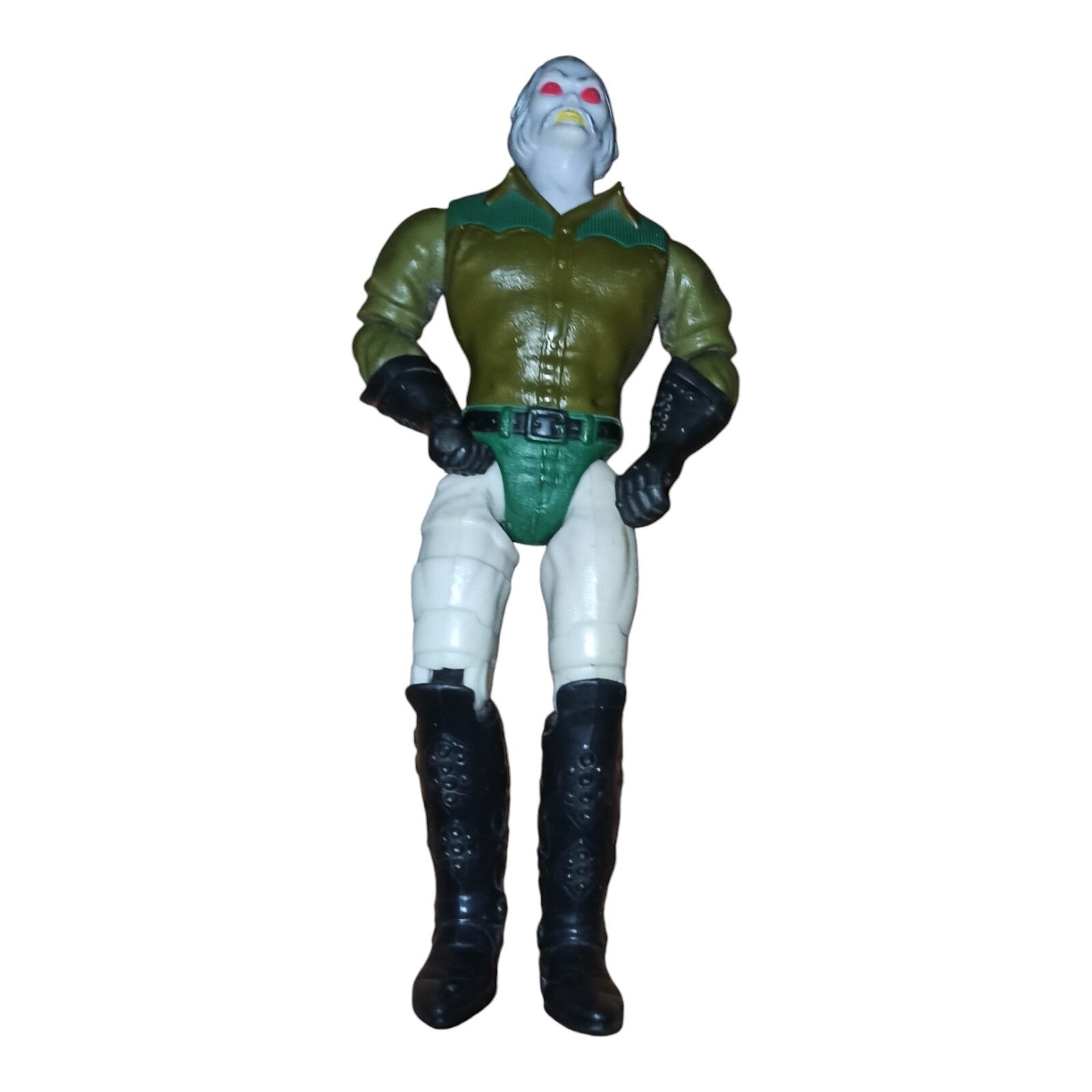 Figurine vintage Tex Hex Bravestarr 1986, articulée, costume vert, Mattel