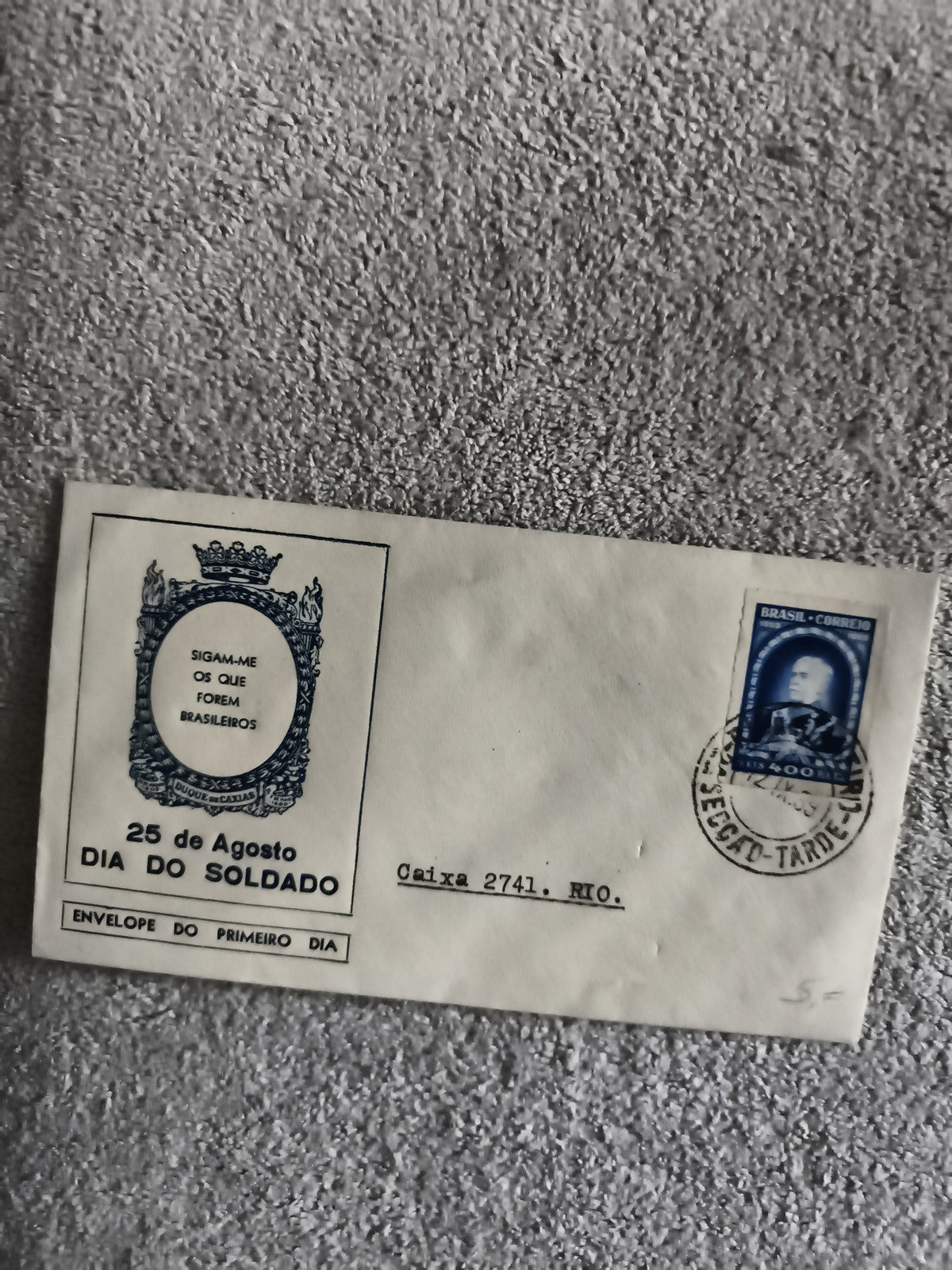 Lettre premier jour Brésil 25 août Dia do Soldado timbre militaire philatélie (R