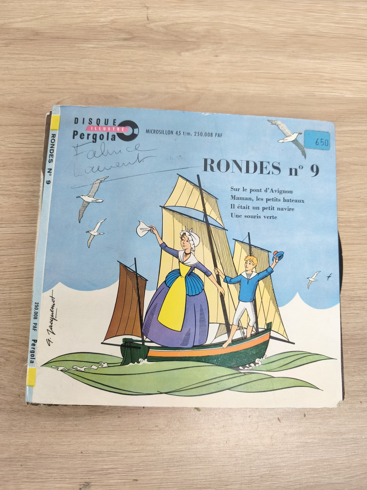 Vinyle 45 tours Rondes n°9 Pergola Disque illustré enfants pochette dessin