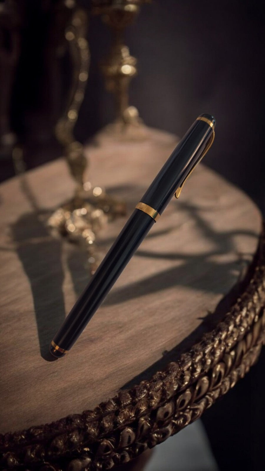 Stylo plume Cidal noir finition dorée vintage rare élégant ancien