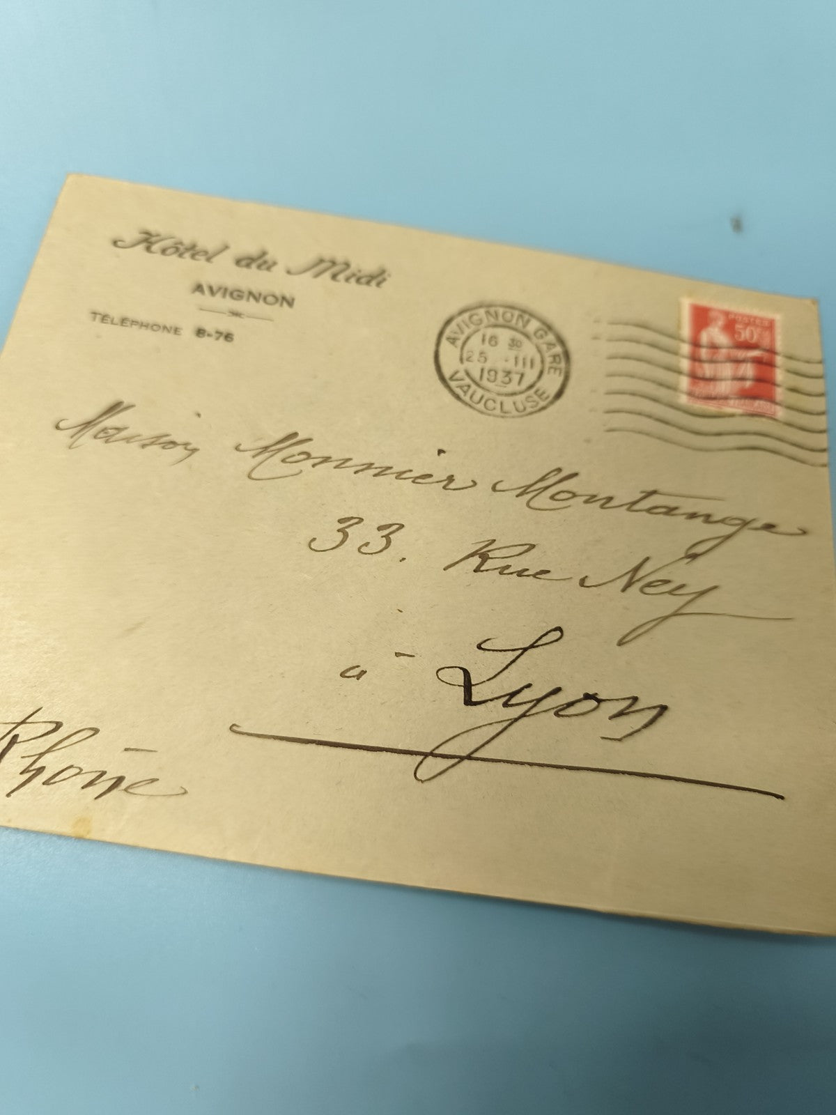 Ancienne enveloppe oblitérée 1931 Avignon philatélie vintage début XXe
