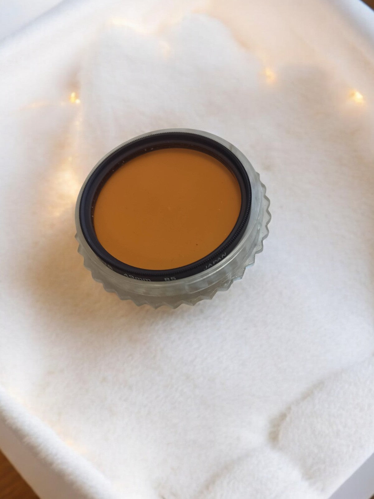 Filtre photo vintage Filtroptic 49mm 85 orange ancien pour appareil argentique