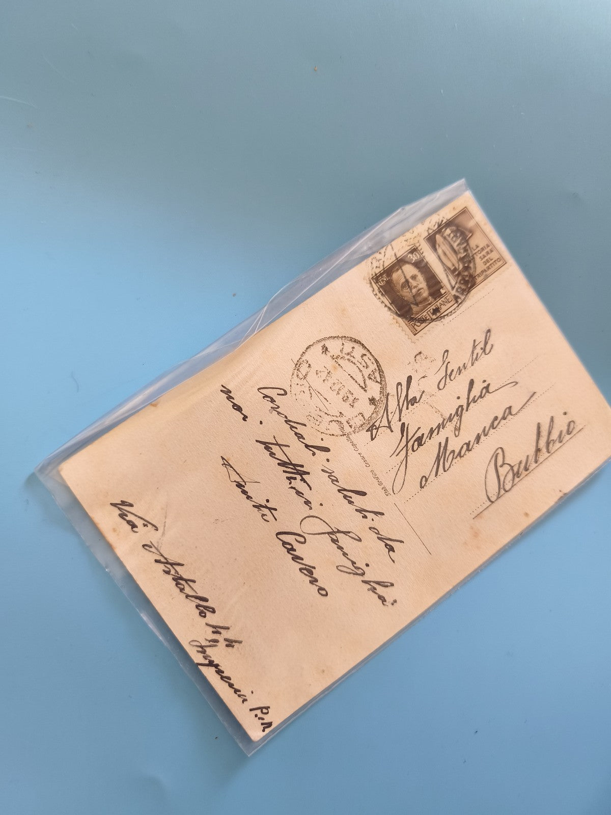 Carte postale ancienne italienne vintage époque coloniale timbre oblitéré rare
