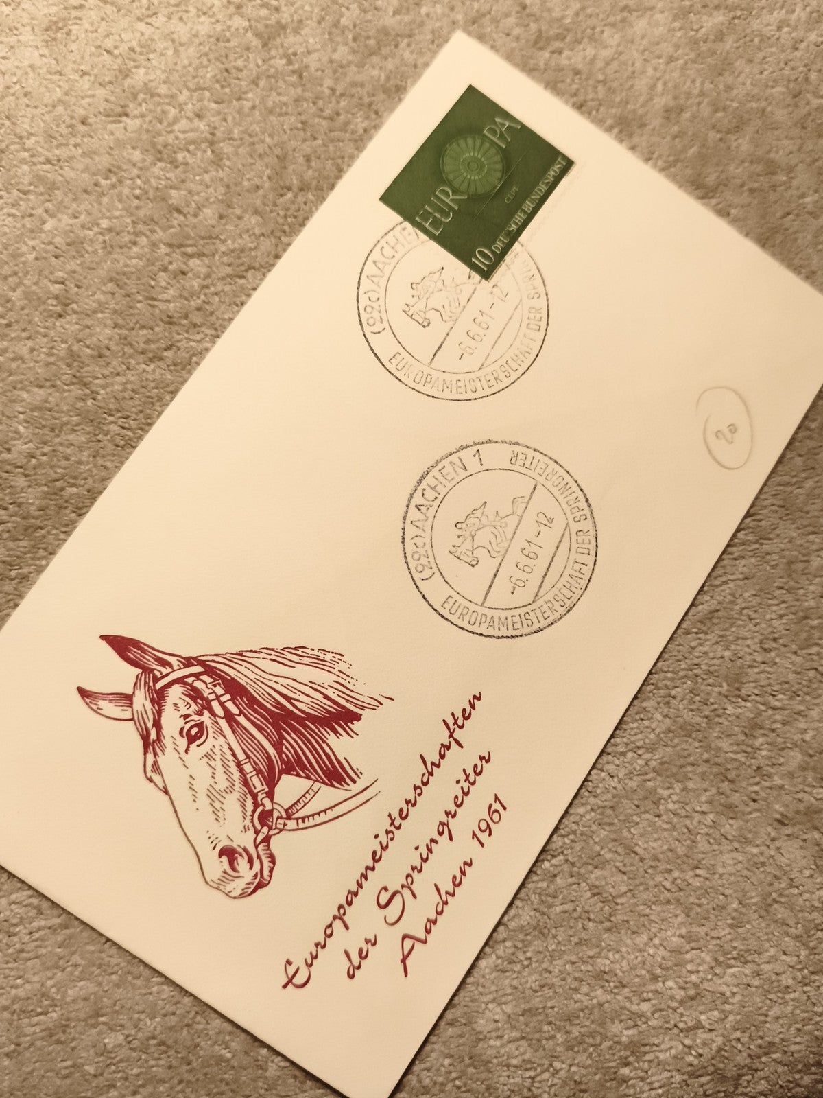 Lettre premier jour Allemagne 1961 saut d'obstacles Europa timbre philatélie (Re