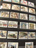 Lot anciens timbres oblitérés Angleterre, thèmes trains et personnages, collecti
