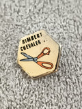 Pin's ancien Rimbert Chevaler ciseaux vintage hexagonal badge (Ref 10)