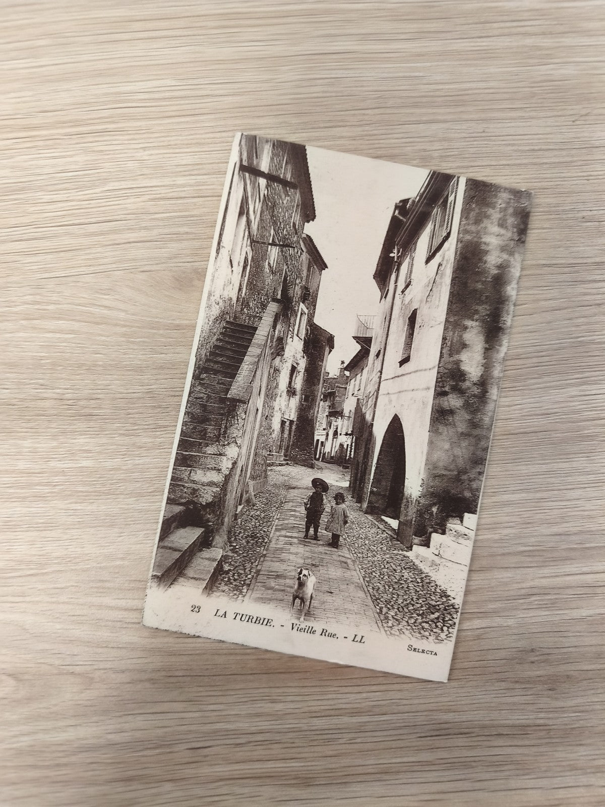 Ancienne carte postale La Turbie Vieille Rue LL photo rétro village France