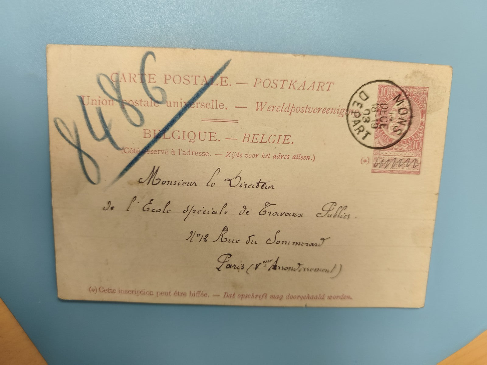 Ancienne carte postale début XXe Belgique philatélie timbre oblitéré rare