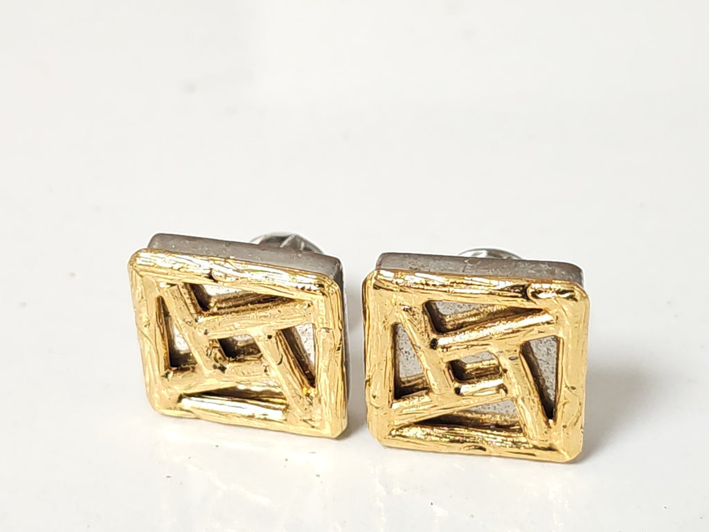 Paire de boutons de manchette vintage anciens plaqué or rétro pour collectionneu