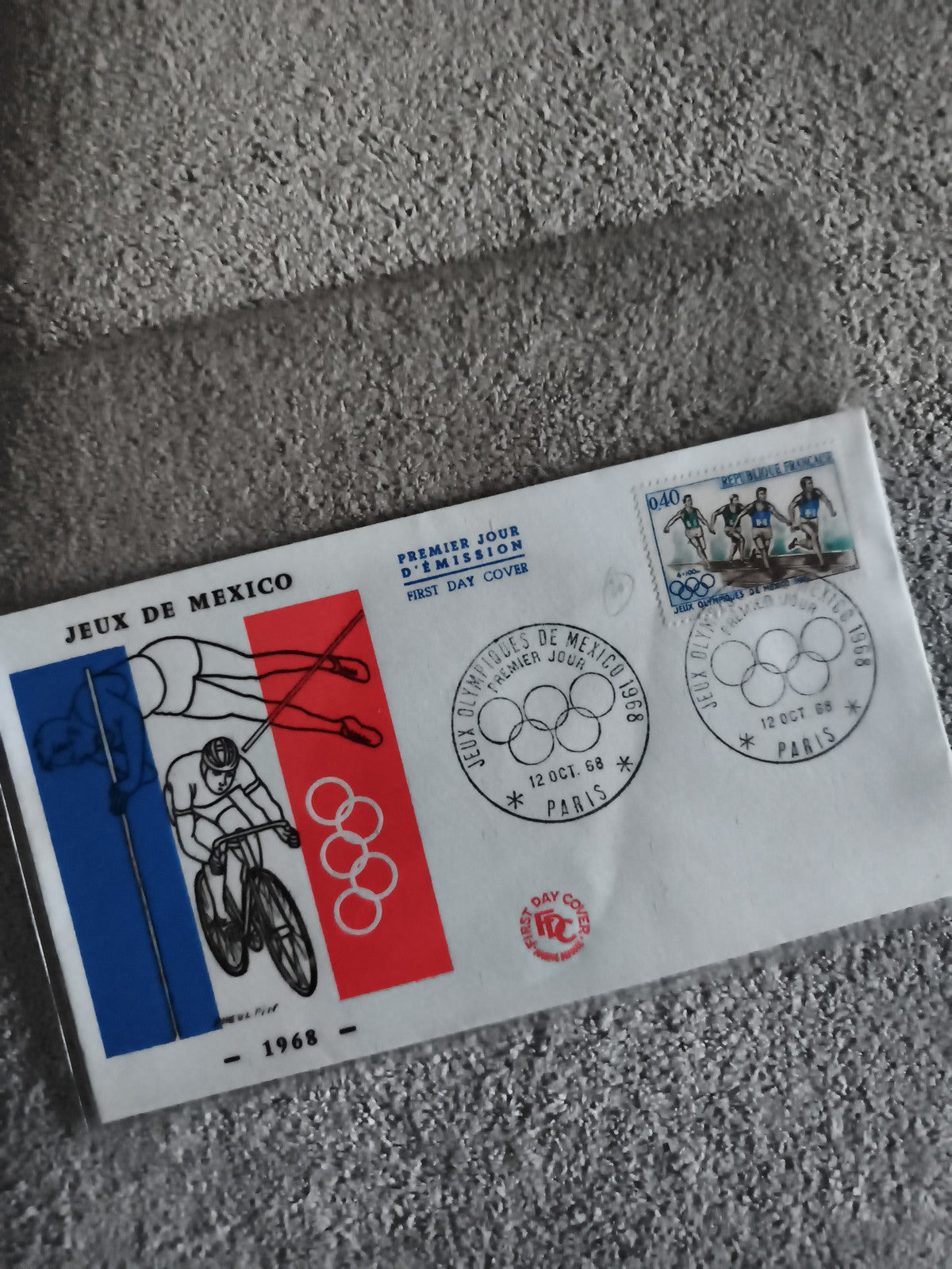 Lettre premier jour Jeux Olympiques Mexico 1968 FDC timbre France sport