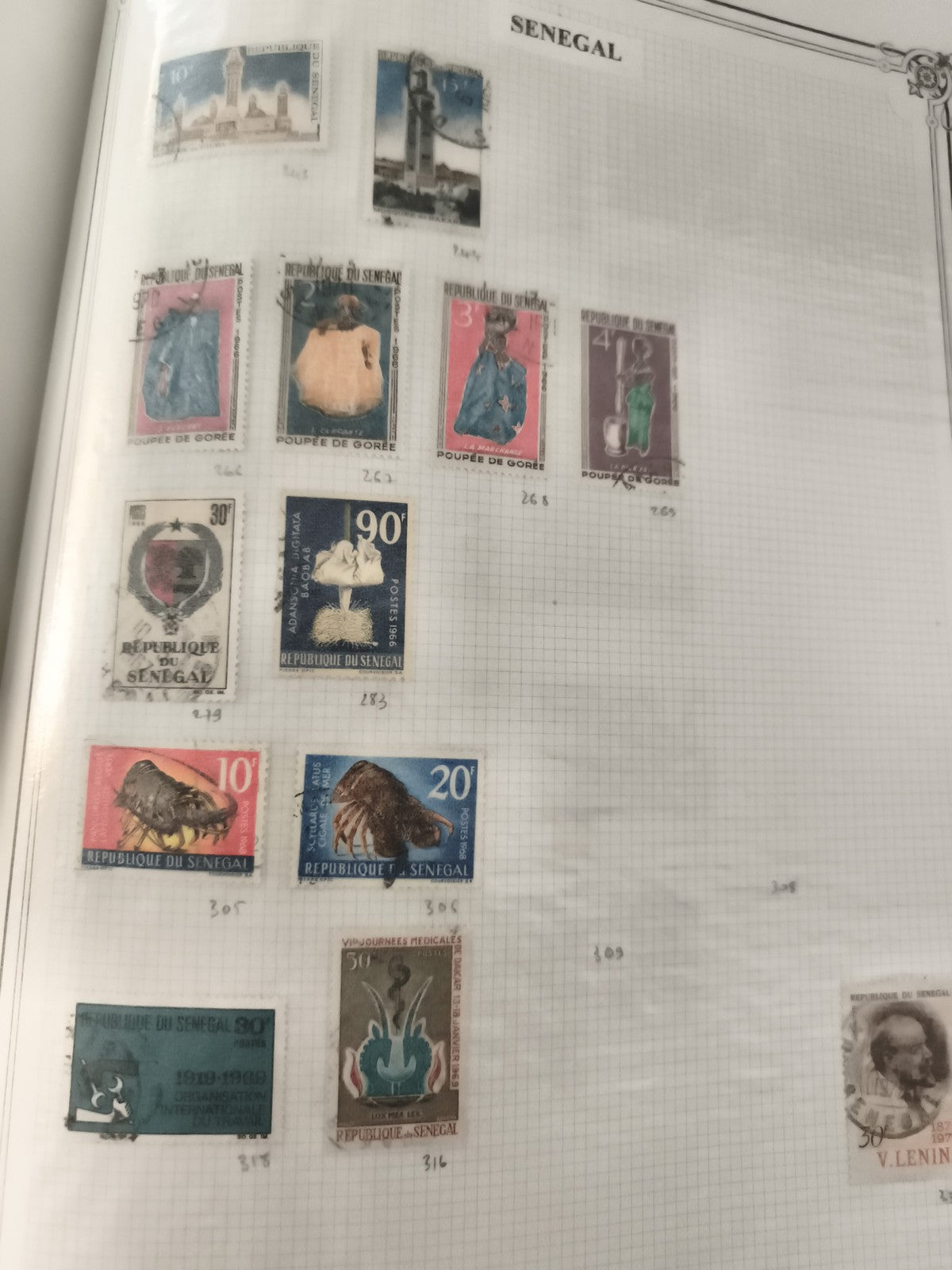 Timbres Sénégal oblitérés République du Sénégal thèmes divers philatélie