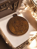 Médaille ancienne couronnement Edward VII bronze patiné Royaume-Uni vintage
