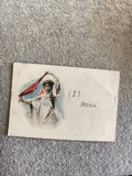 CPA illustrée fillette foulard rouge merci carte postale ancienne
