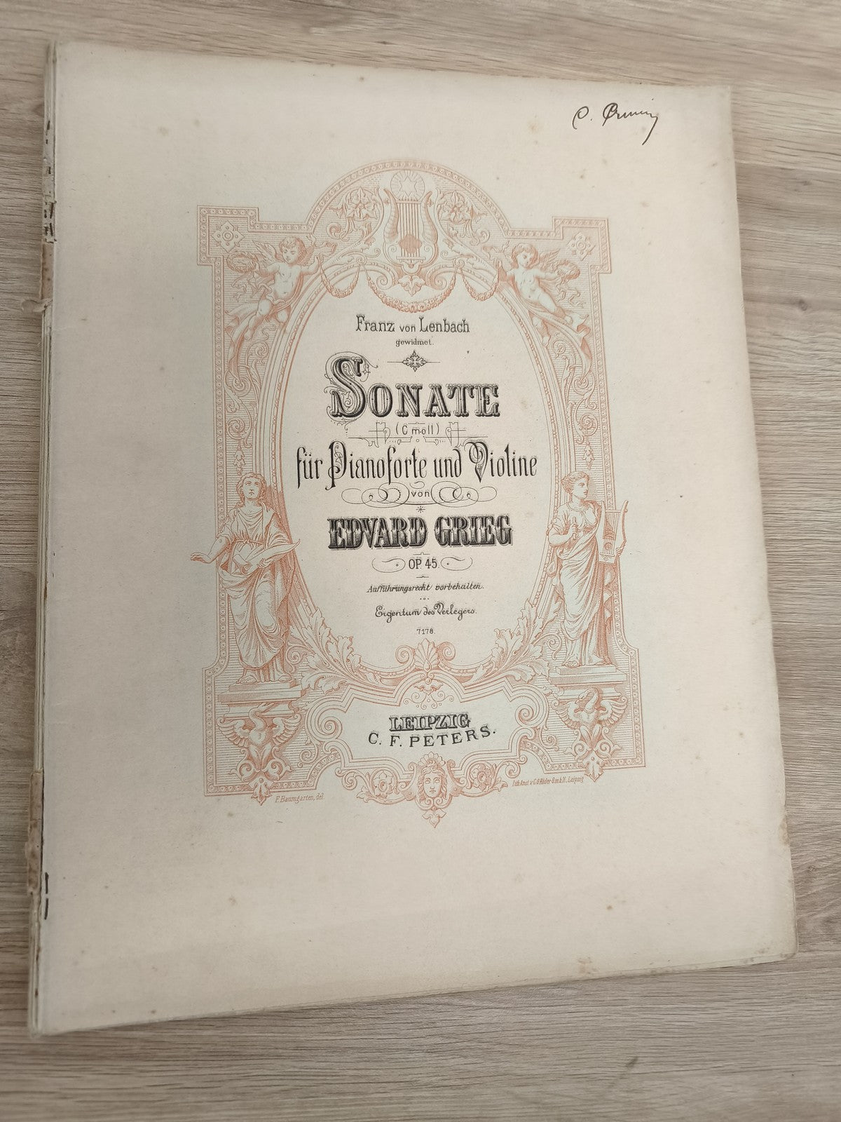 Ancien livre partitions Grieg sonate violon piano C.F. Peters Leipzig vintage