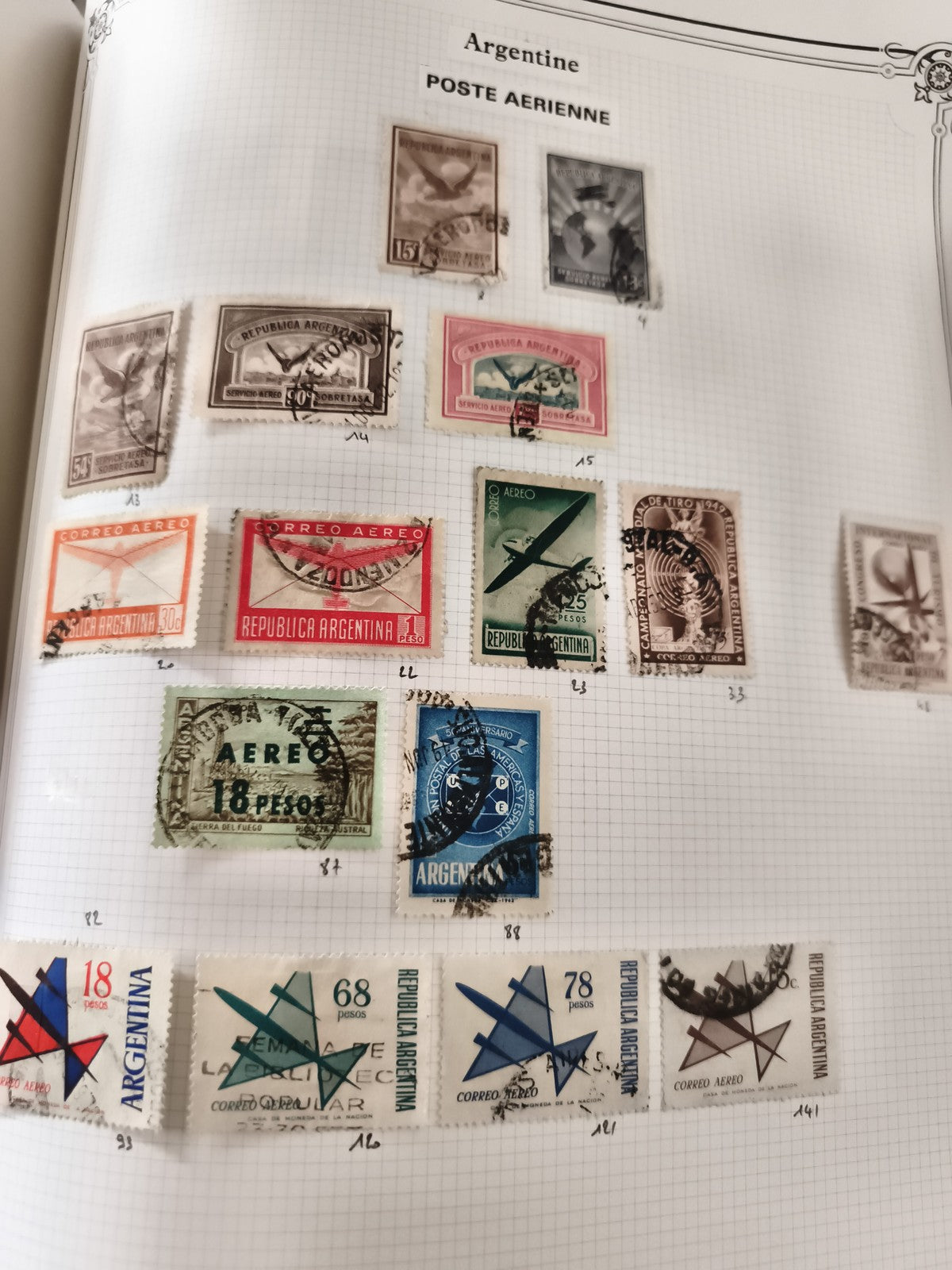 Lot anciens timbres poste aérienne Argentine oblitérés vintage philatélie