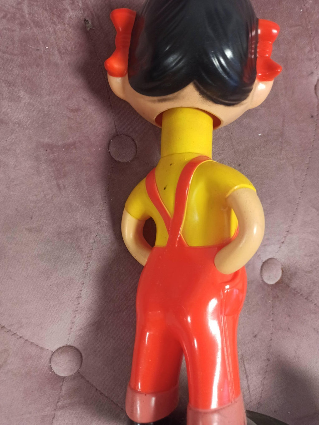 Figurine bobblehead Peko Chan FUJIYA rouge jaune, poupée rétro Japon Showa