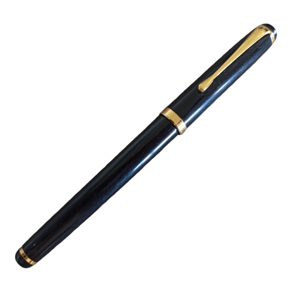 Stylo plume vintage noir et or 18k, finition docteur, rare ancien