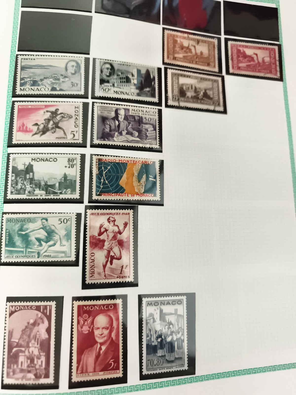 Timbres Monaco lot thématiques Poste aérienne Radio Monte Carlo Jeux Olympiques