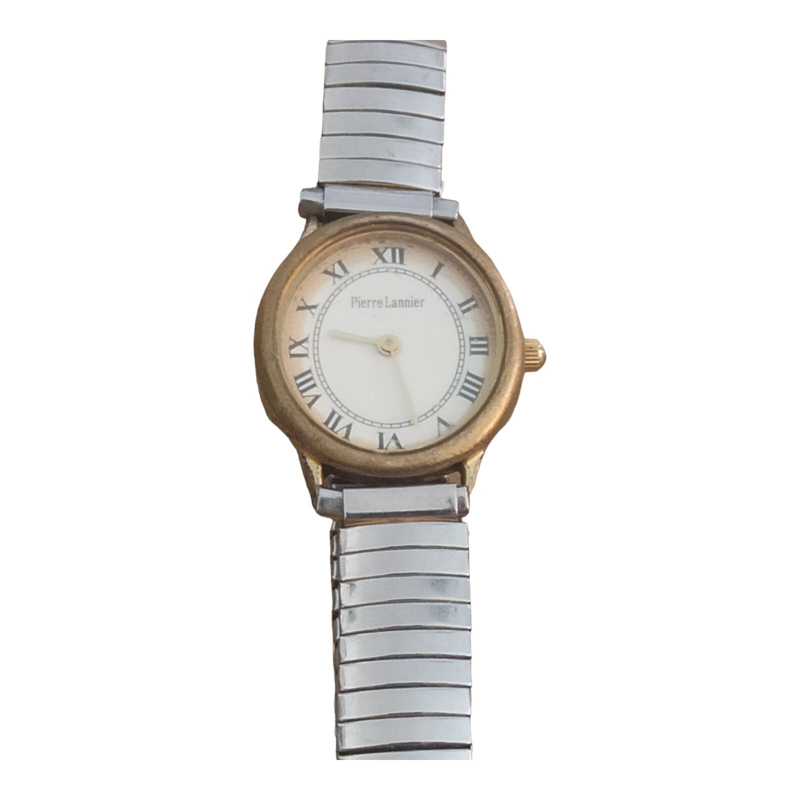 Montre vintage Pierre Lannier bracelet acier, cadran chiffres romains, classique
