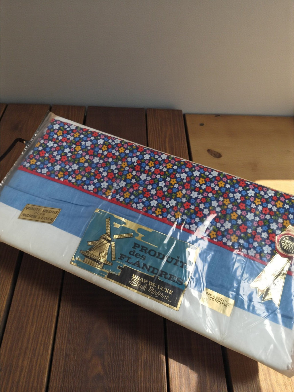 Drap ancien de luxe vintage Flandres début XXe, marque Ancienne, rare collection