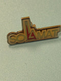 Vintage pin's SOLAMAT logo jaune rouge, badge ancien collection (Ref 12)