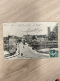 Ancienne carte postale CPA Auxerre Pont Paul-Bert écrite timbre 5c vintage