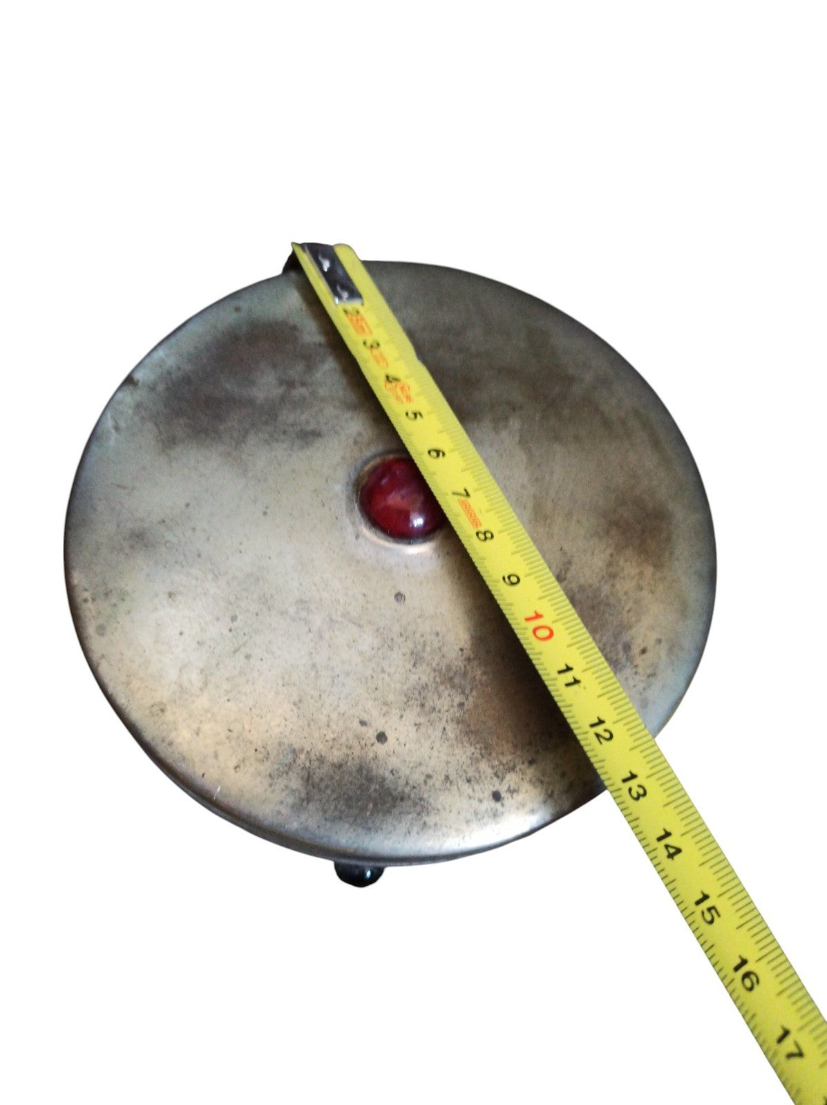 Cloche industrielle ancienne alarme vintage, boîtier métal, témoin rouge