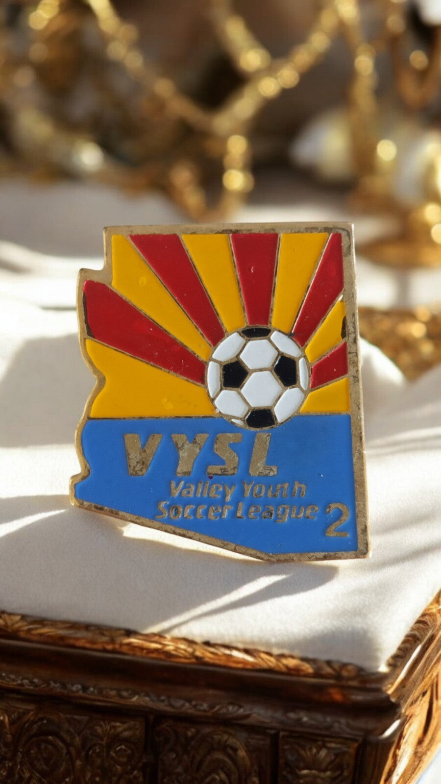 Pin's vintage Valley Youth Soccer League 2 VYSL émaillé football USA