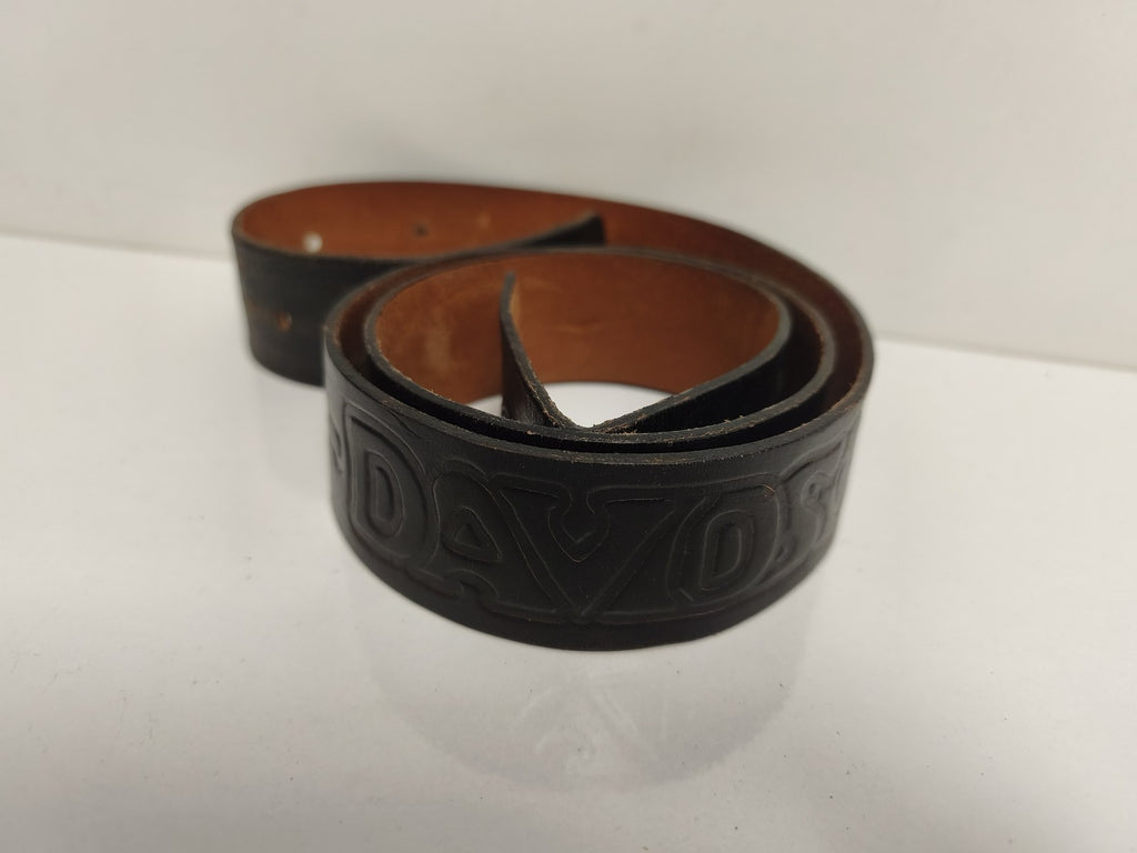 Ceinture vintage Harley Davidson cuir noir gaufré biker ancien