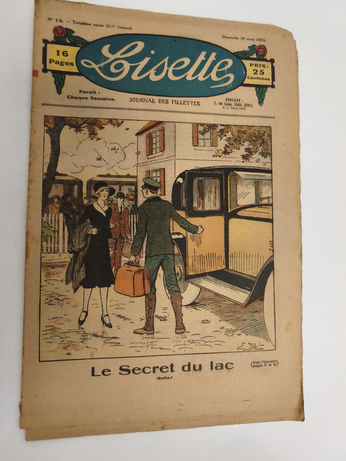 Ancien journal Lisette 1933 illustré, couverture couleur, vintage fillettes