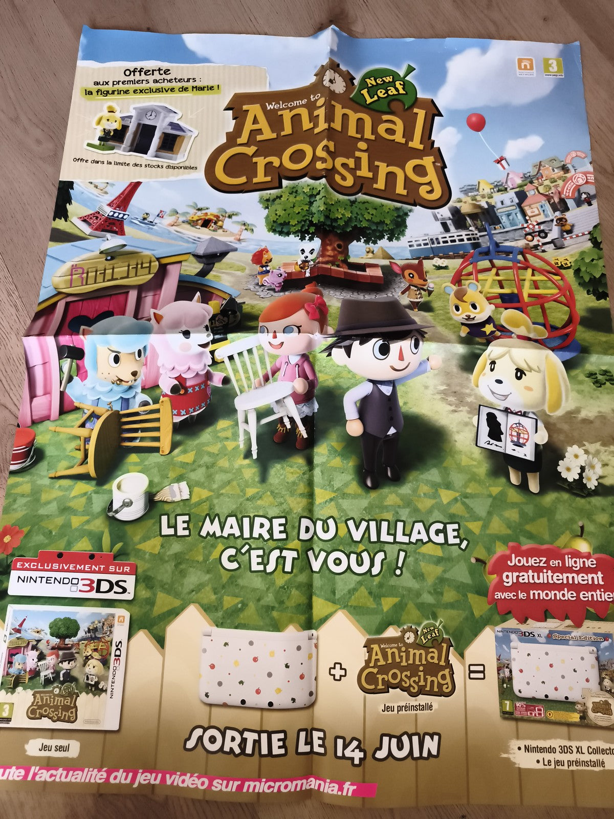 Poster Animal Crossing New Leaf Nintendo 3DS promo Micromania jeu vidéo