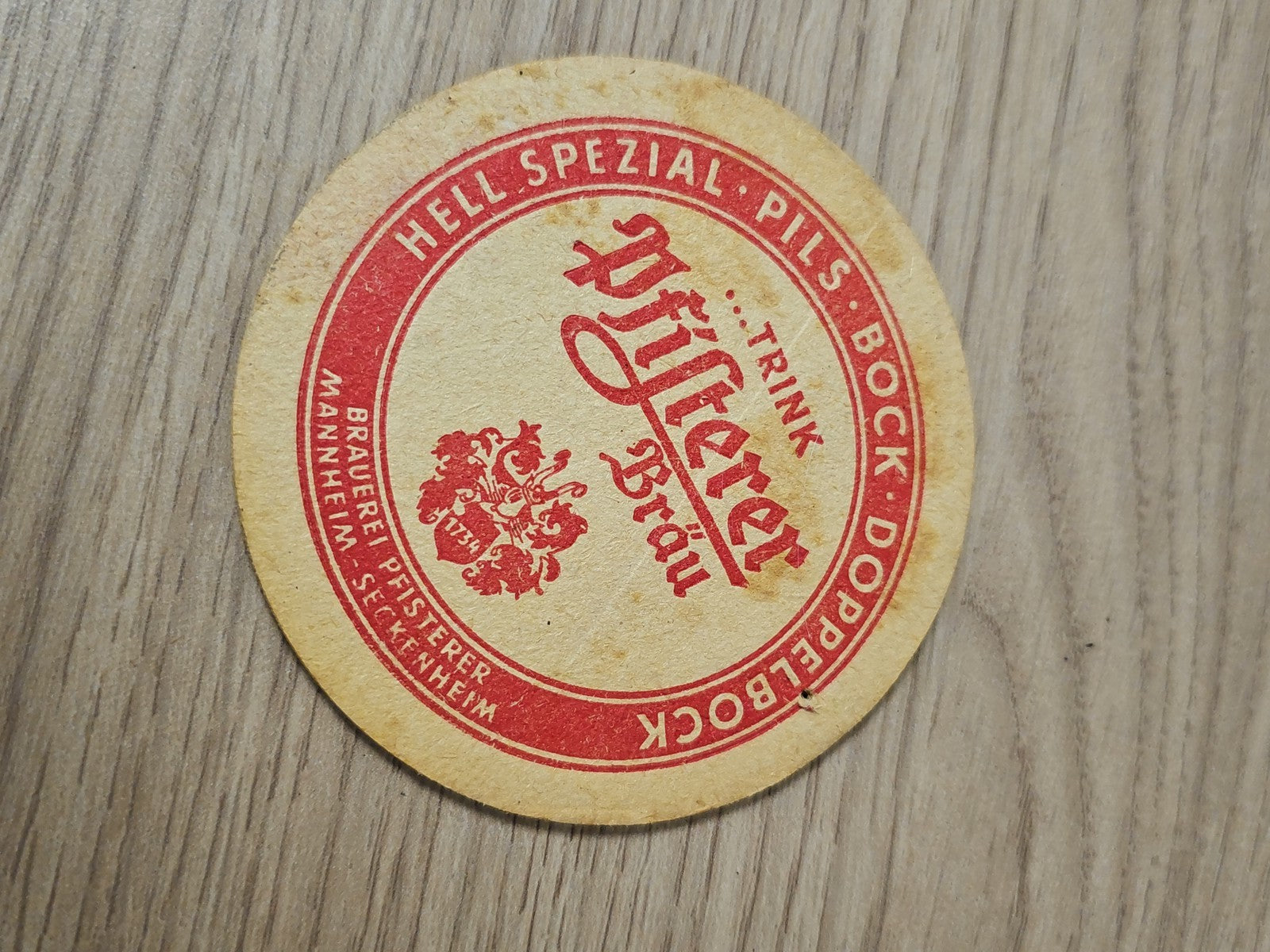 Sous-bock ancien rétro bière Prifterer, collection vintage, rare coaster pub