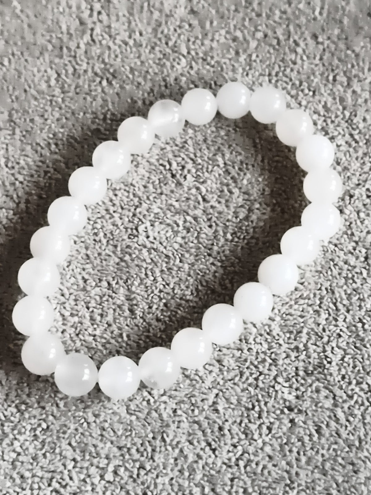 Bracelet perles blanches pierres naturelles élastique, bijou femme homme