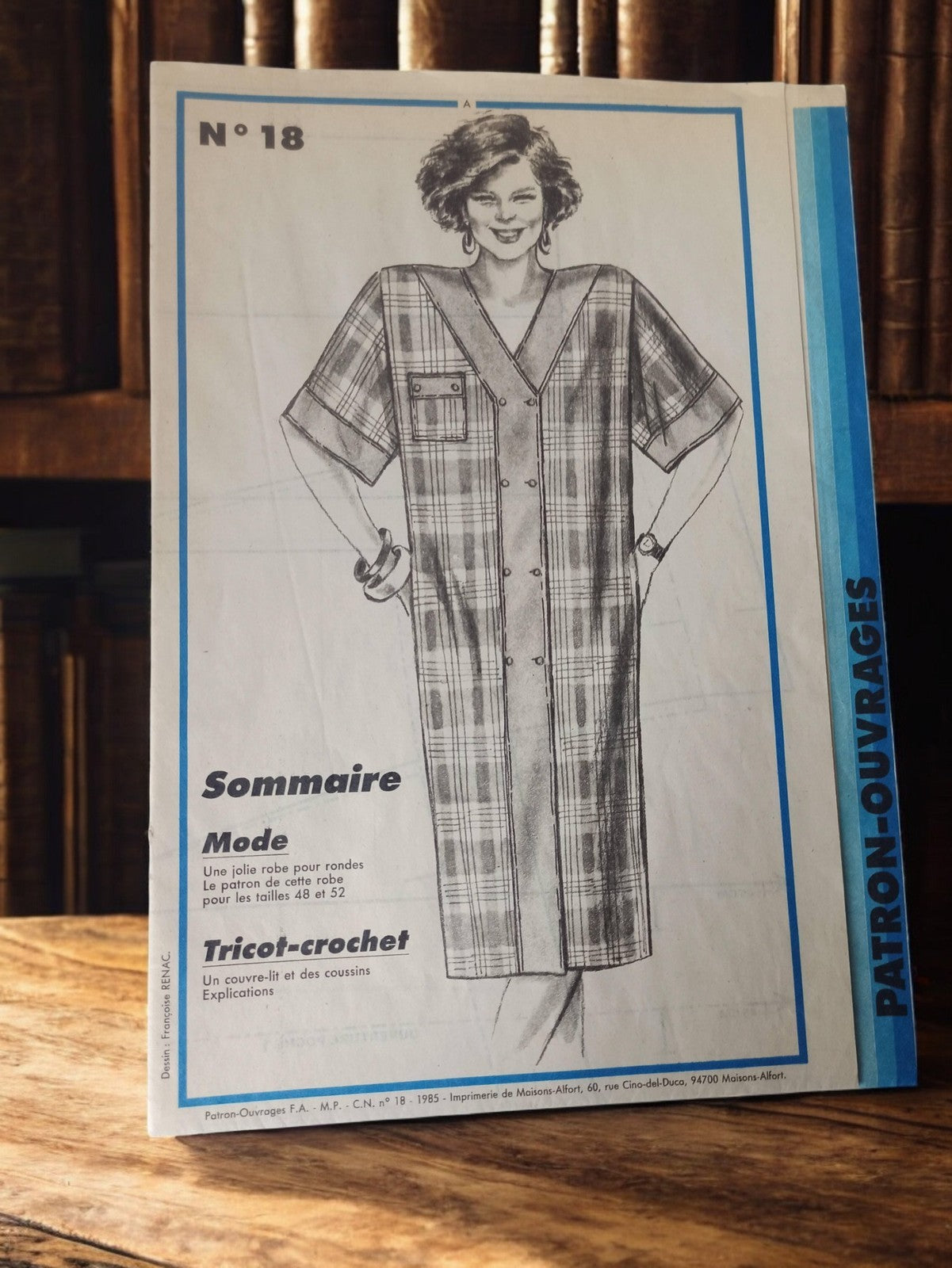 Patron couture ancien robe femme N°18 1985, vintage rétro, grandes tailles