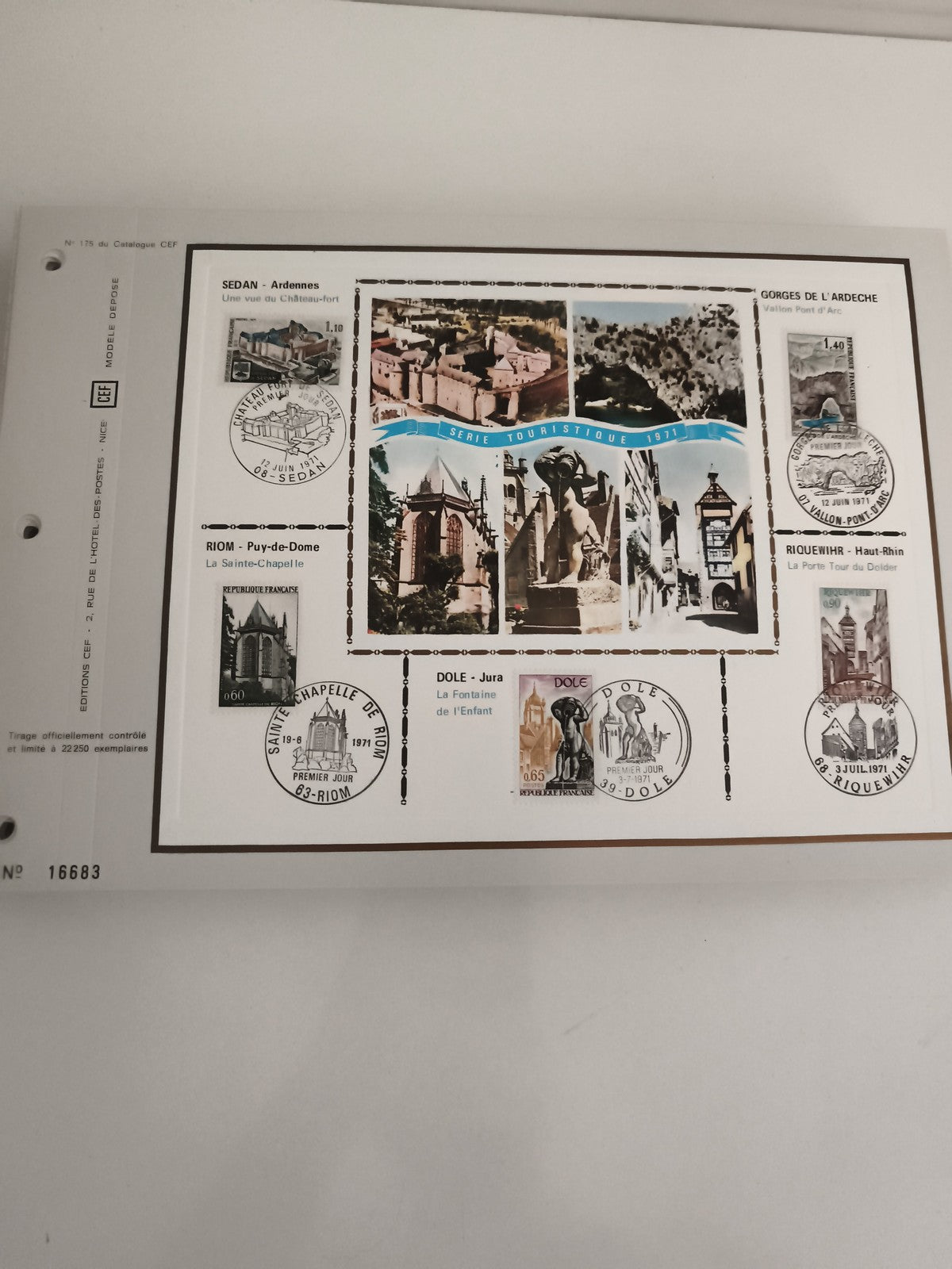 Feuillet philatélique CEF 1971 Série Touristique timbres France