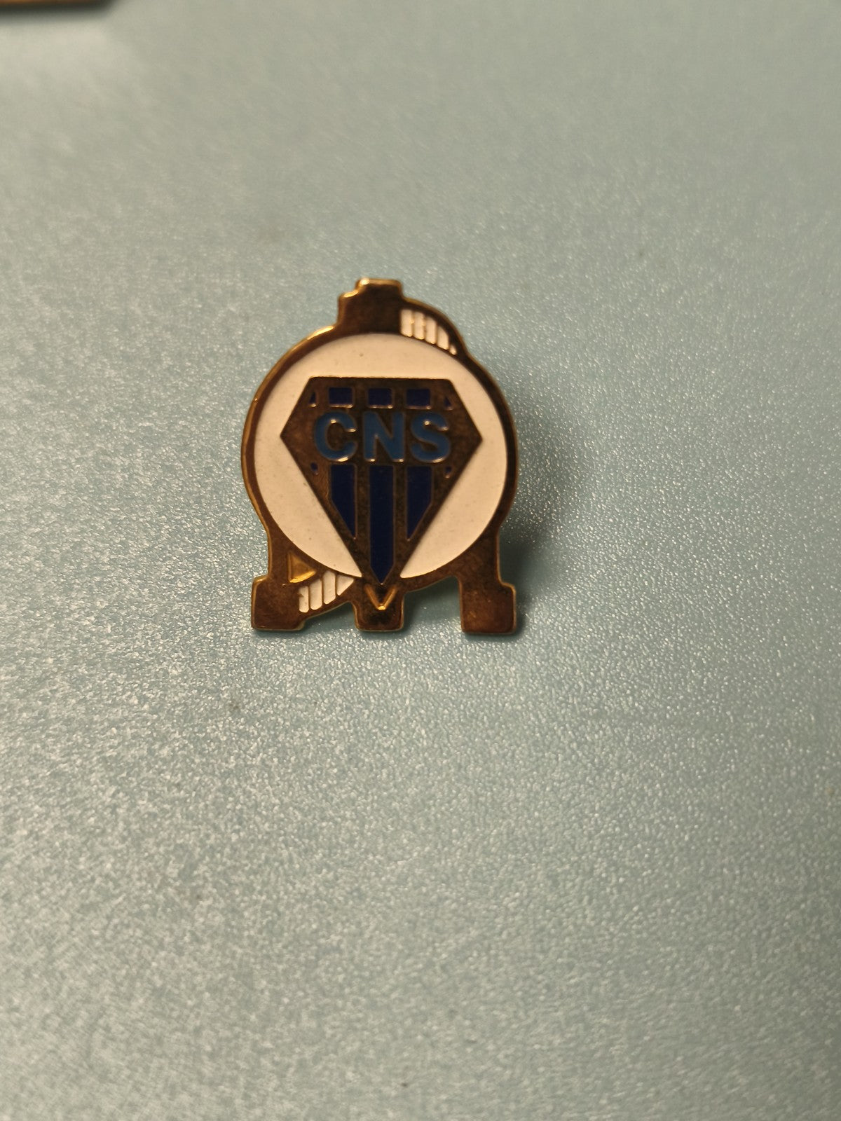 Vintage pin's CNS émaillé bleu blanc collection badge ancien (Ref 17)