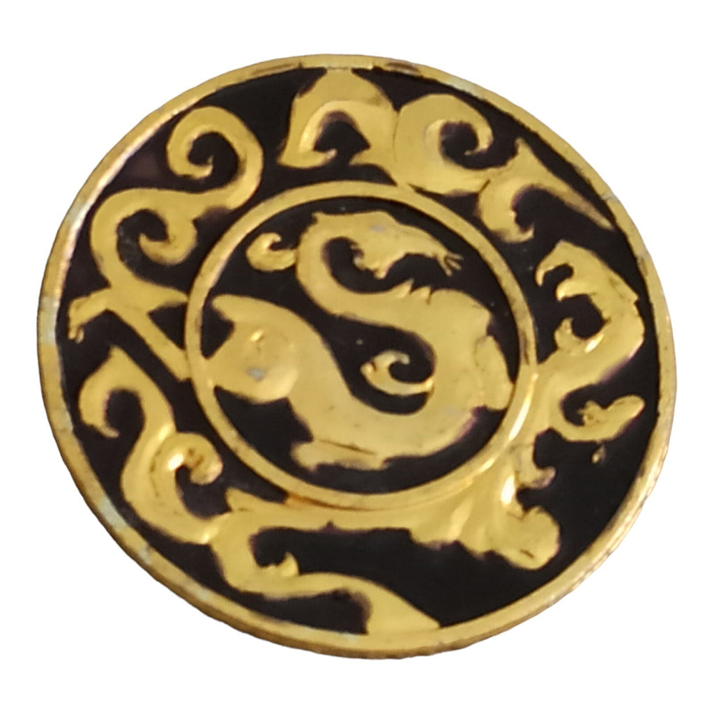 Broche ronde dragon doré style chinois Xi'an musée décor noir or