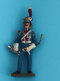 Figurine soldat de plomb ancien uniforme bleu trompette cavalerie napoléonienne