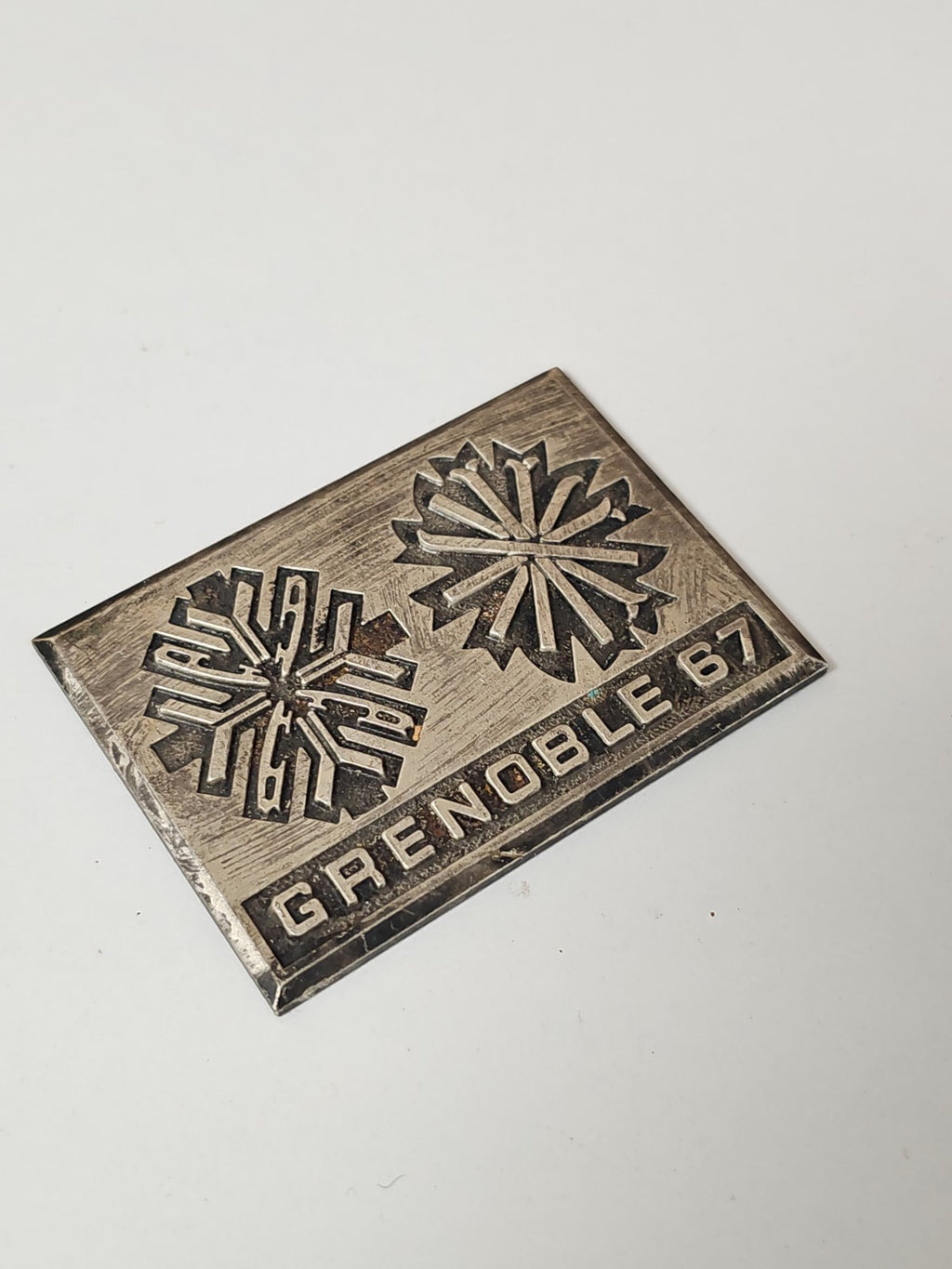 Plaque métal ancienne Grenoble vintage rétro déco collection ville française