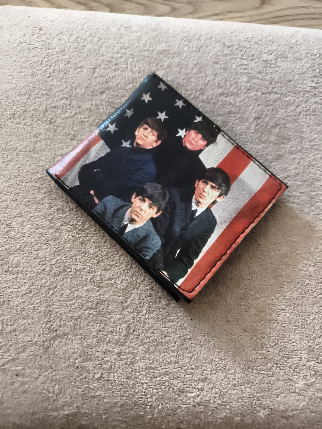 Portefeuille Beatles cuir imprimé USA drapeau, wallet pop rock