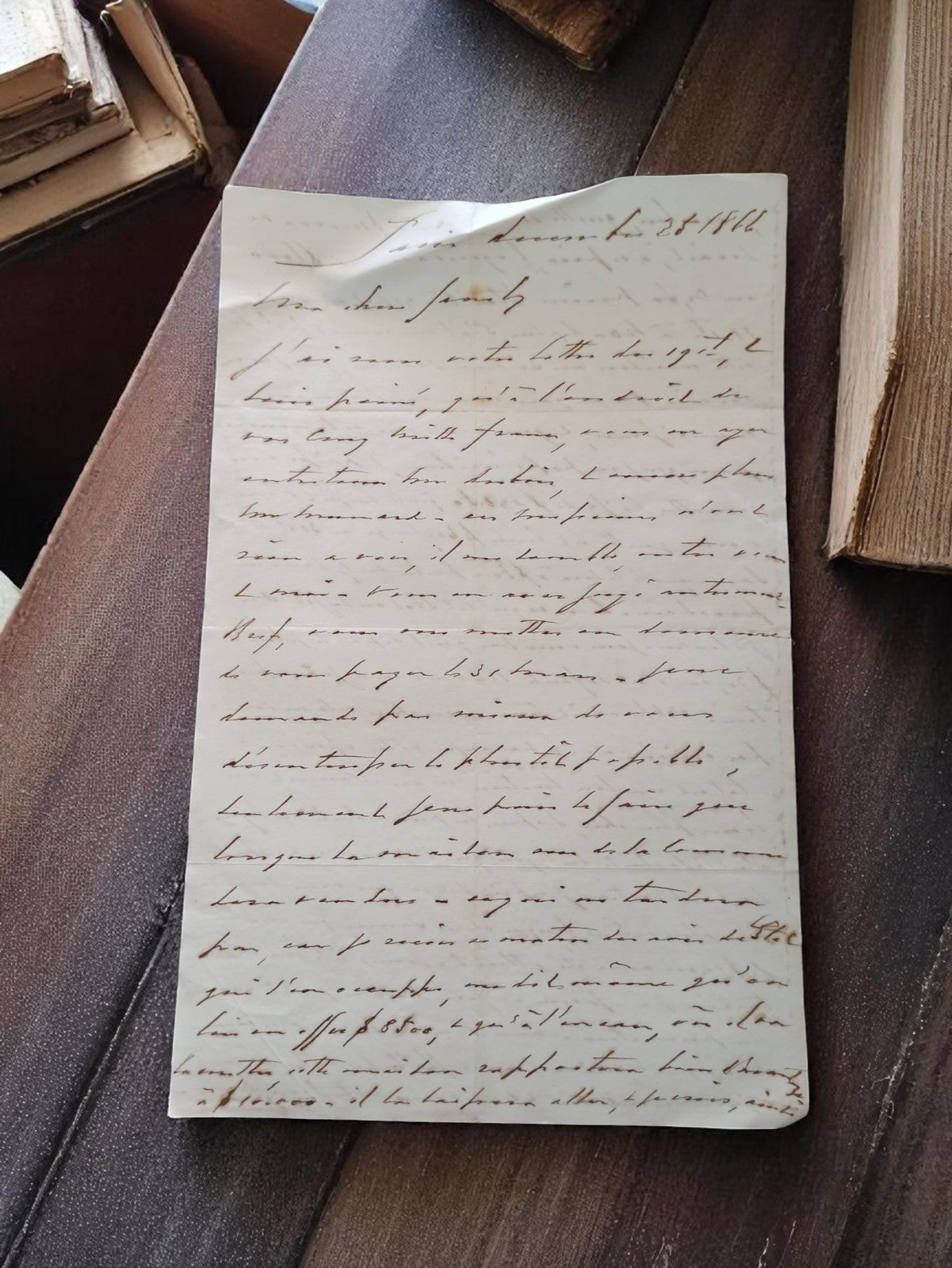 Lettre manuscrite ancienne 1866 encre brune document rétro à déchiffrer