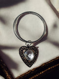Porte-clés vintage c?ur motif grec strass brillant style rétro