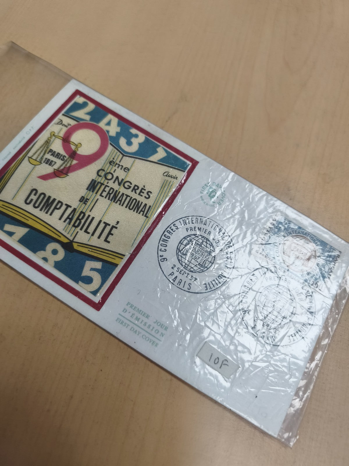 Enveloppe premier jour 9e Congrès International Comptabilité Paris 1957 philatél