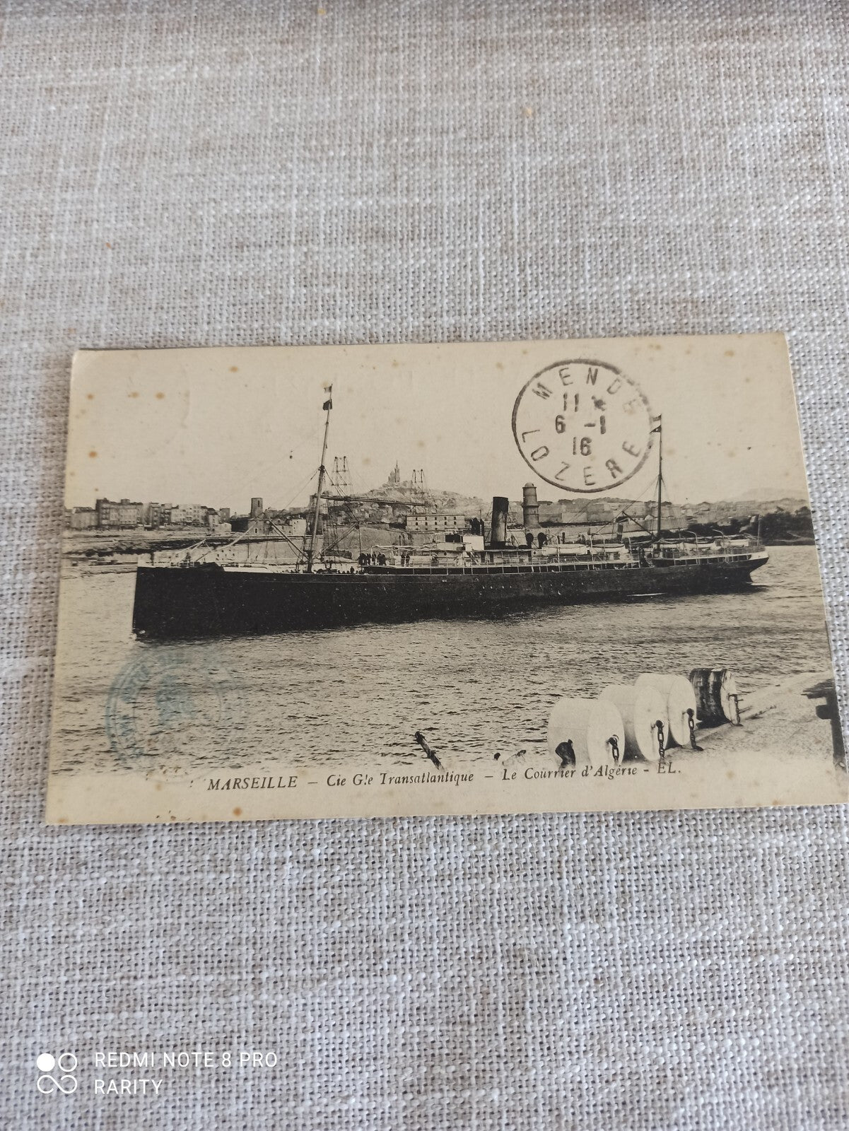 Carte postale ancienne Marseille Compagnie Transatlantique navire Le Courrier d’