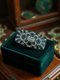 Broche ancienne vintage métal noir strass art déco rétro, accessoire fantaisie