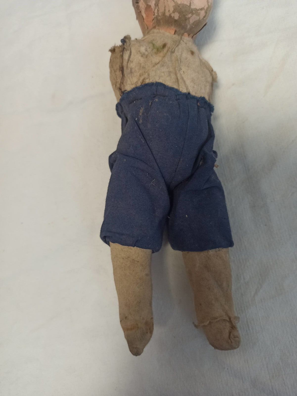 Poupée ancienne française XIXe, vêtement bleu, vintage rétro rare