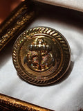 Bouton ancien marine française doré motif ancre costume traditionnel vintage