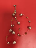 Collier vintage perles satinées et perles ambrées deadstock fantaisie
